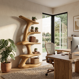 Modern Asymmetrical Sculptural Bookcase For Contemporary Living Room