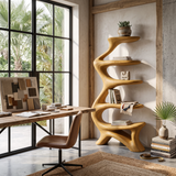 Organic Bookshelf Flowing Curved For Luxury Interior