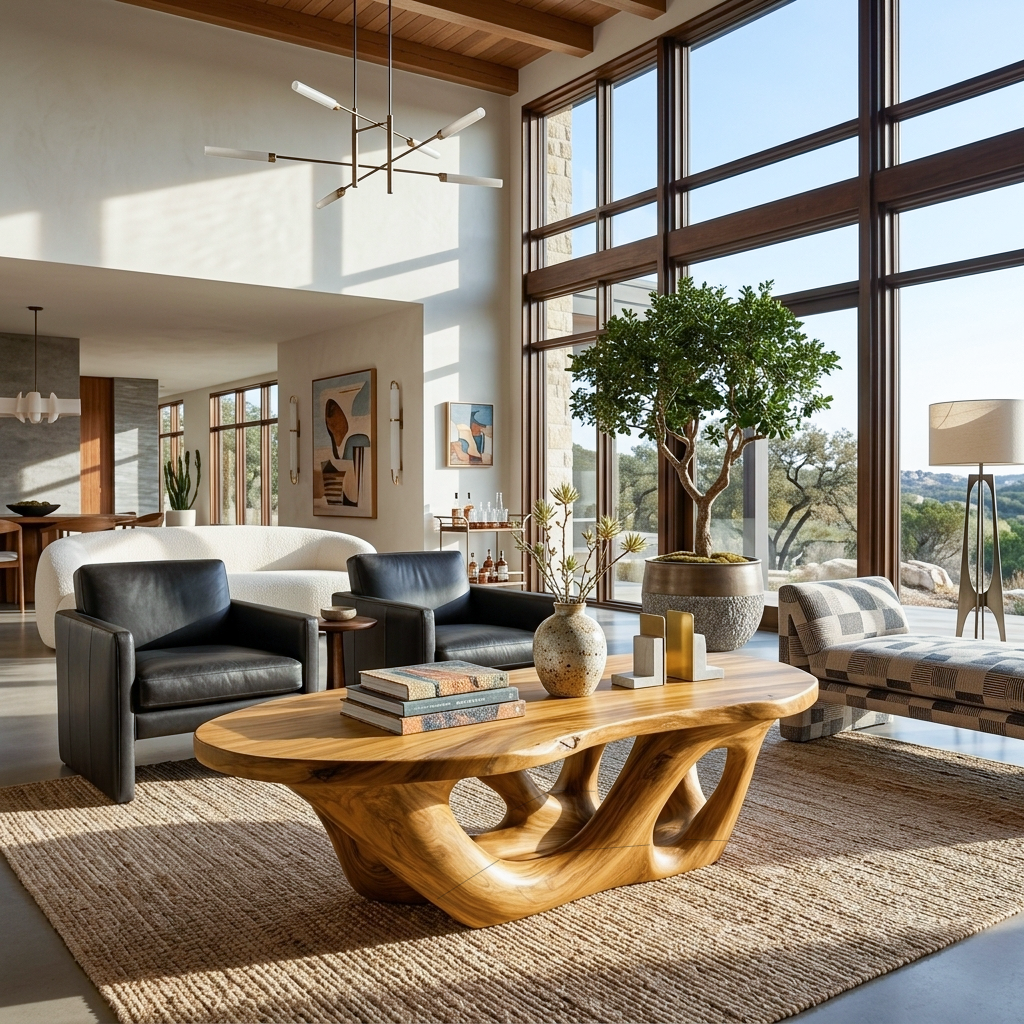 Sculptural Coffee Table With Open Loop Base For Luxury Living