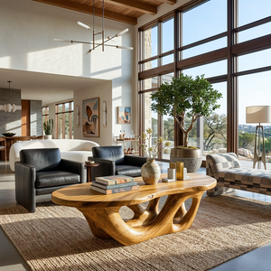 Sculptural Coffee Table With Open Loop Base For Luxury Living