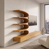 Minimalist Curved TV Console With Drawers For Living Design