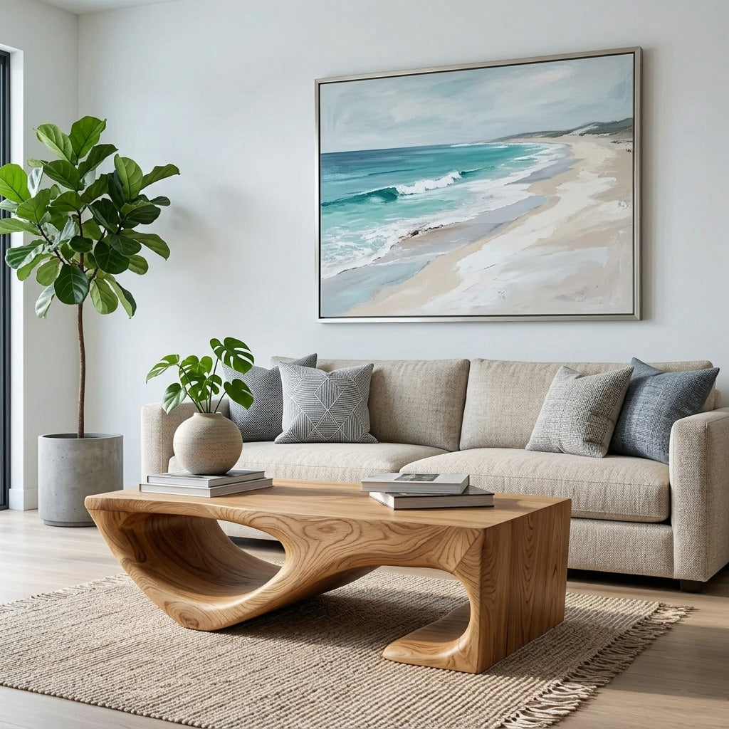 Minimal Curved Coffee Table For Living Room