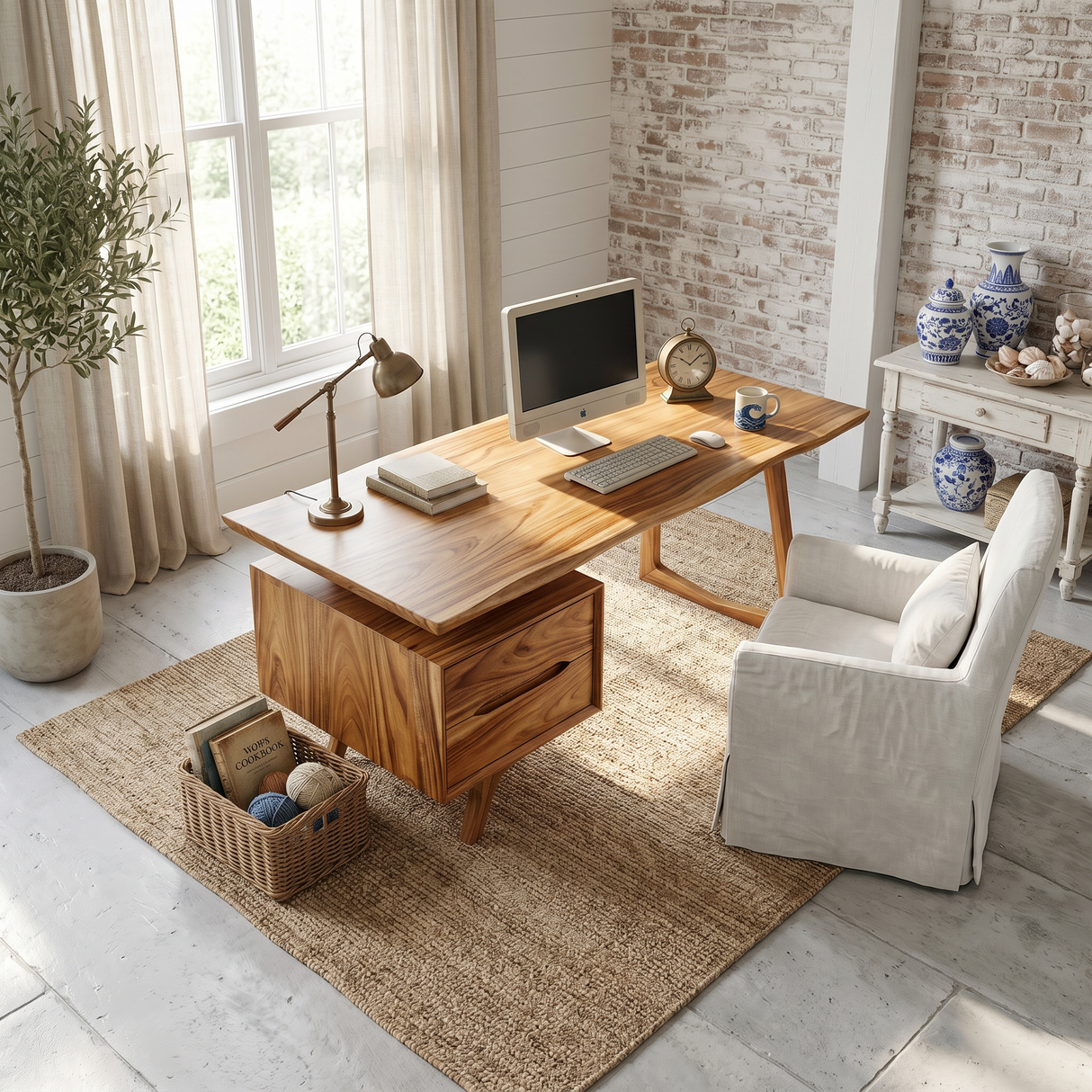 Contemporary Dual Pedestal Executive Desk Luxury Office