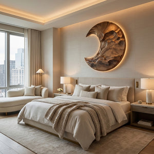 Contemporary Moon Wooden Wall Art For Living Room