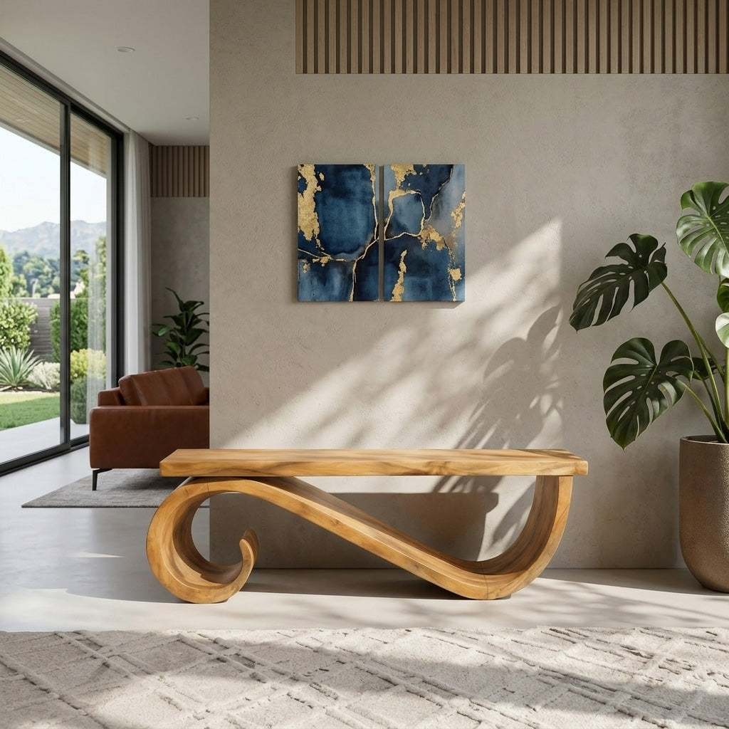 Organic Sculptural Bench For Entryway Or Living Room