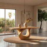 Modern Wooden Dining Table With Sculptural Base For Dining