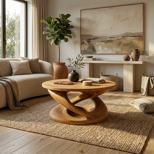 Round Coffee Table With Twisted Pedestal For Luxury Living Room