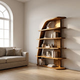 Mid Century Natural Wood Display Bookshelf For Living Room