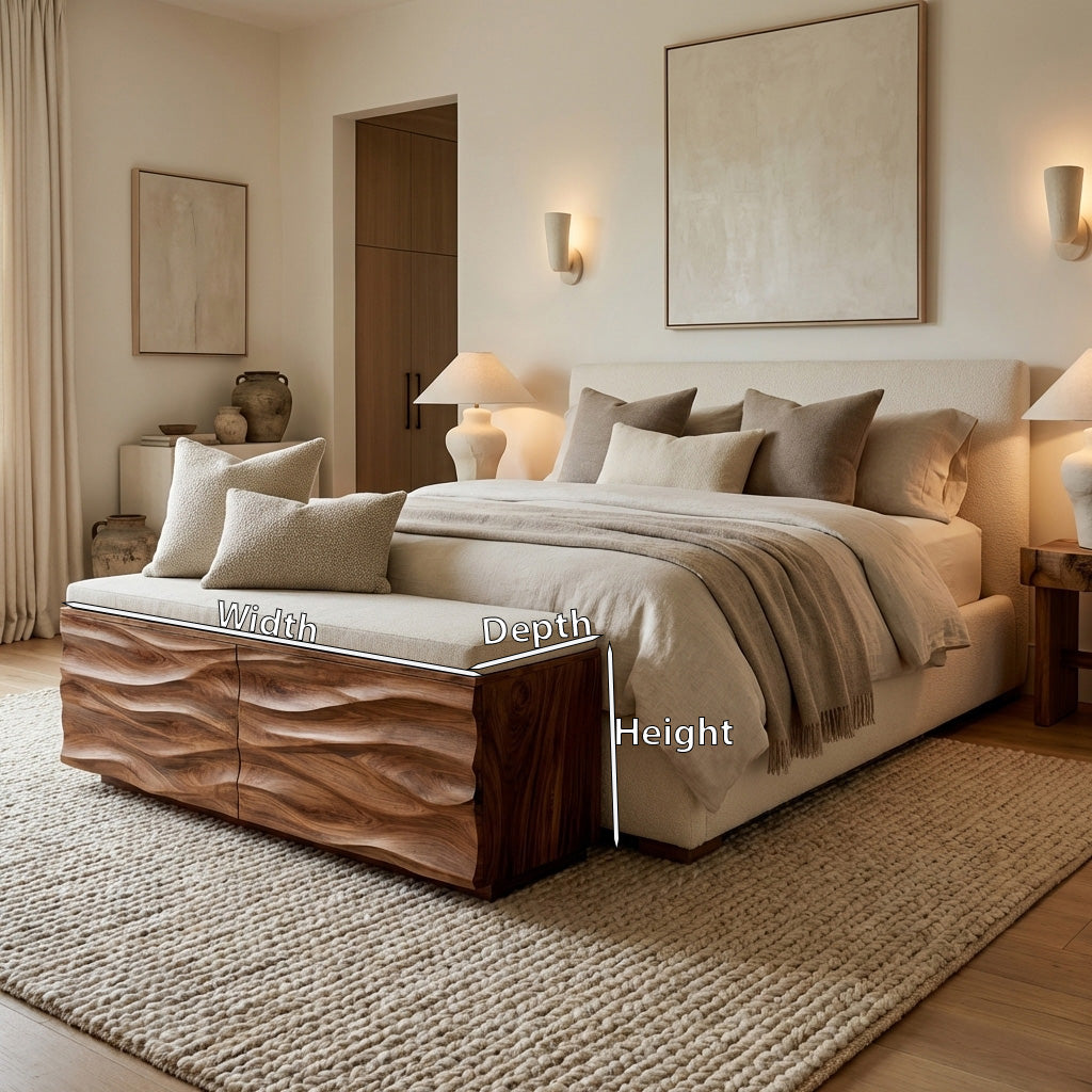 Modern Wave Storage Bench For Home Decor