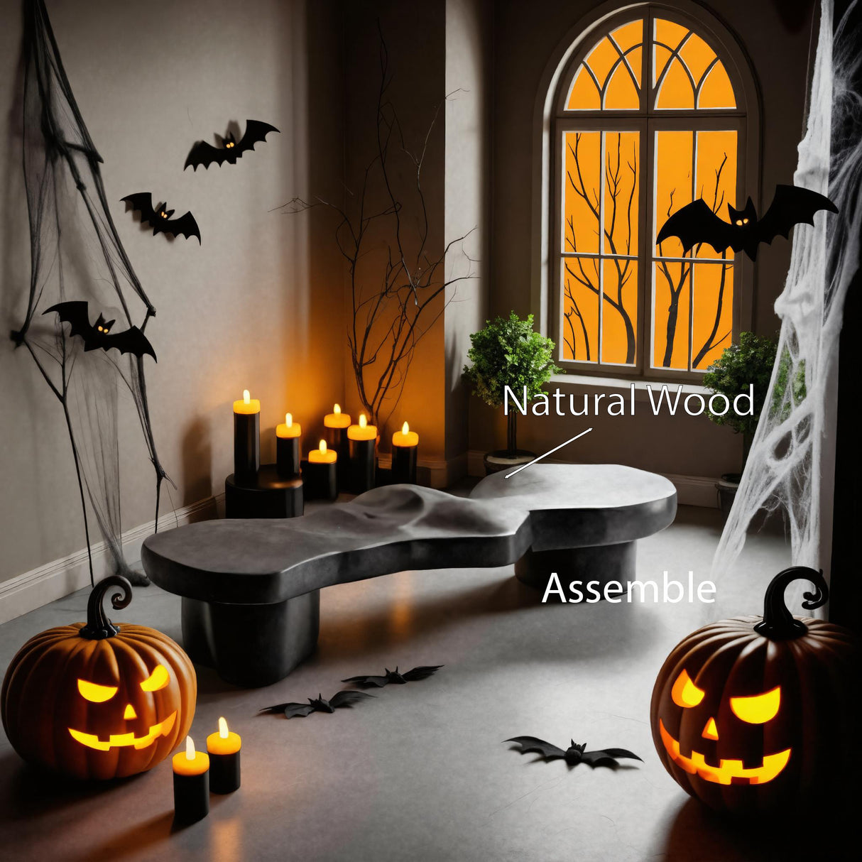 Modern Halloween Sculptural Bench For Living Room Or Entryway