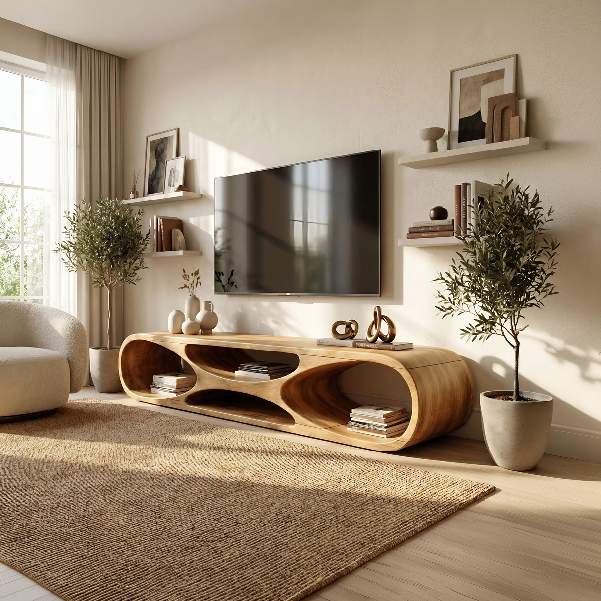 Scandinavian Rounded TV Stand For Media Space