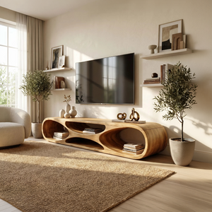 Scandinavian Rounded TV Stand For Media Space