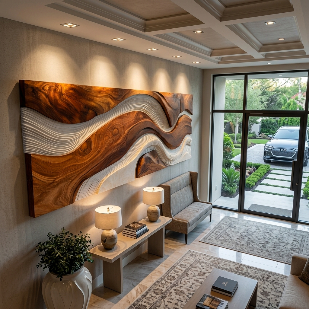 Contemporary Sculpture Wooden Wall Art For Living Room