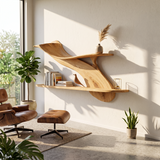 Handcrafted Natural Wood Shelving Unit For Home Library Storage