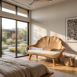 Minimalist Ginkgo Leaf Back Bench For Reading Interior Area