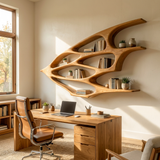 Organic Wooden Floating Bookshelf For Minimalist Home Decor