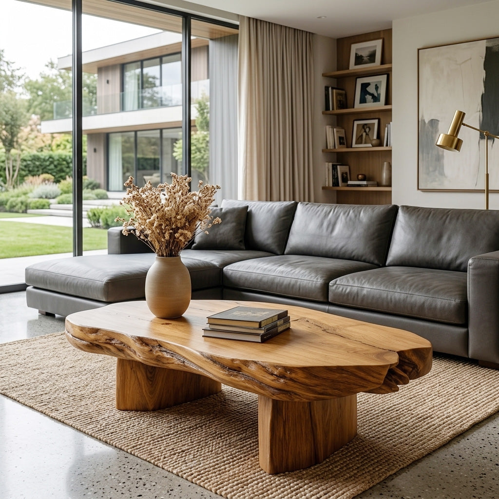 Modern Handcrafted Coffee Table Low Design For Living Room