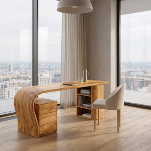 Contemporary Writing Desk With Open Shelf For Home Office