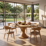 Scandinavian Round Dining Table With Spiral Base For Dining Room