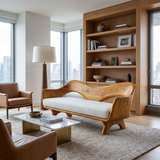 Luxury Sculptural Wooden Sofa For Living Room