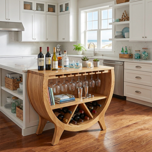 Wooden Wine Cabinet With Bottle Storage For Home Bar