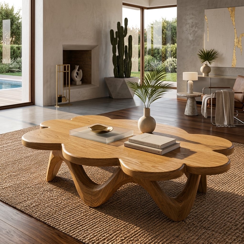 Contemporary Sculptural Flower Coffee Table For Luxury Home