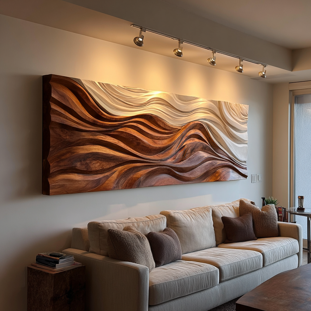Natural Wood Carved Wall Art For Modern Home Decor