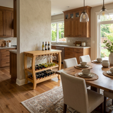 Sculptural Wooden Wine Cabinet With Glass Rack For Island Decor