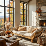 Sculptural Natural Wood Sofa For Living Room
