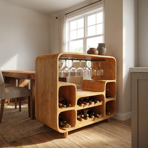 Modern Wine Cabinet With Open Bottle Display For Home Bar