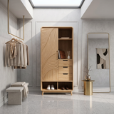Mid Century Curved Profile Closet For Modern Bedroom Space