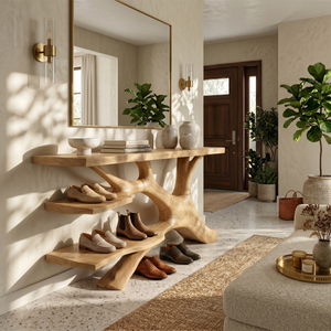 Rustic Tall Shoe Rack For Mudroom Hallway Storage Corner