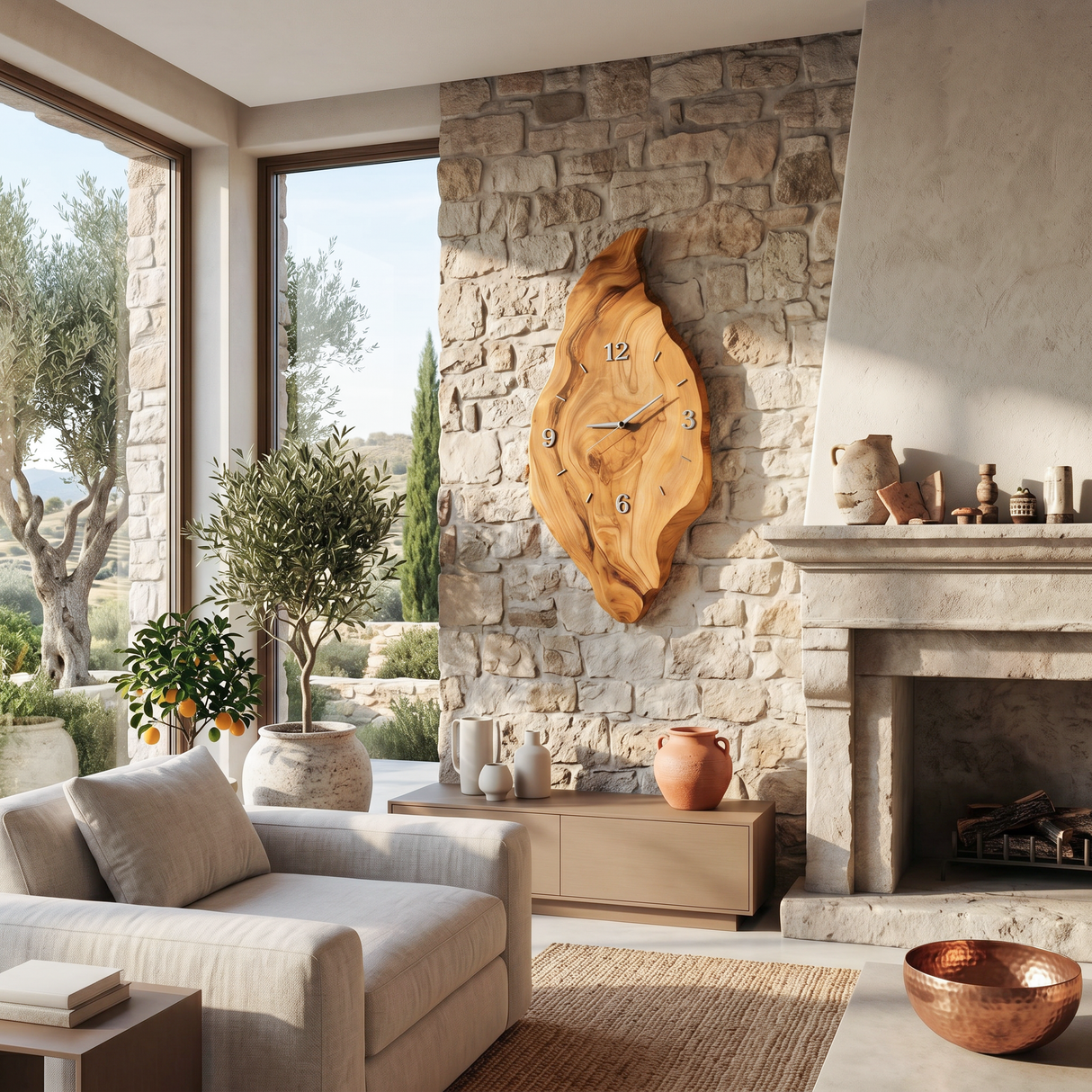 Rustic Wall Clock With Live Edge Design For Bedroom