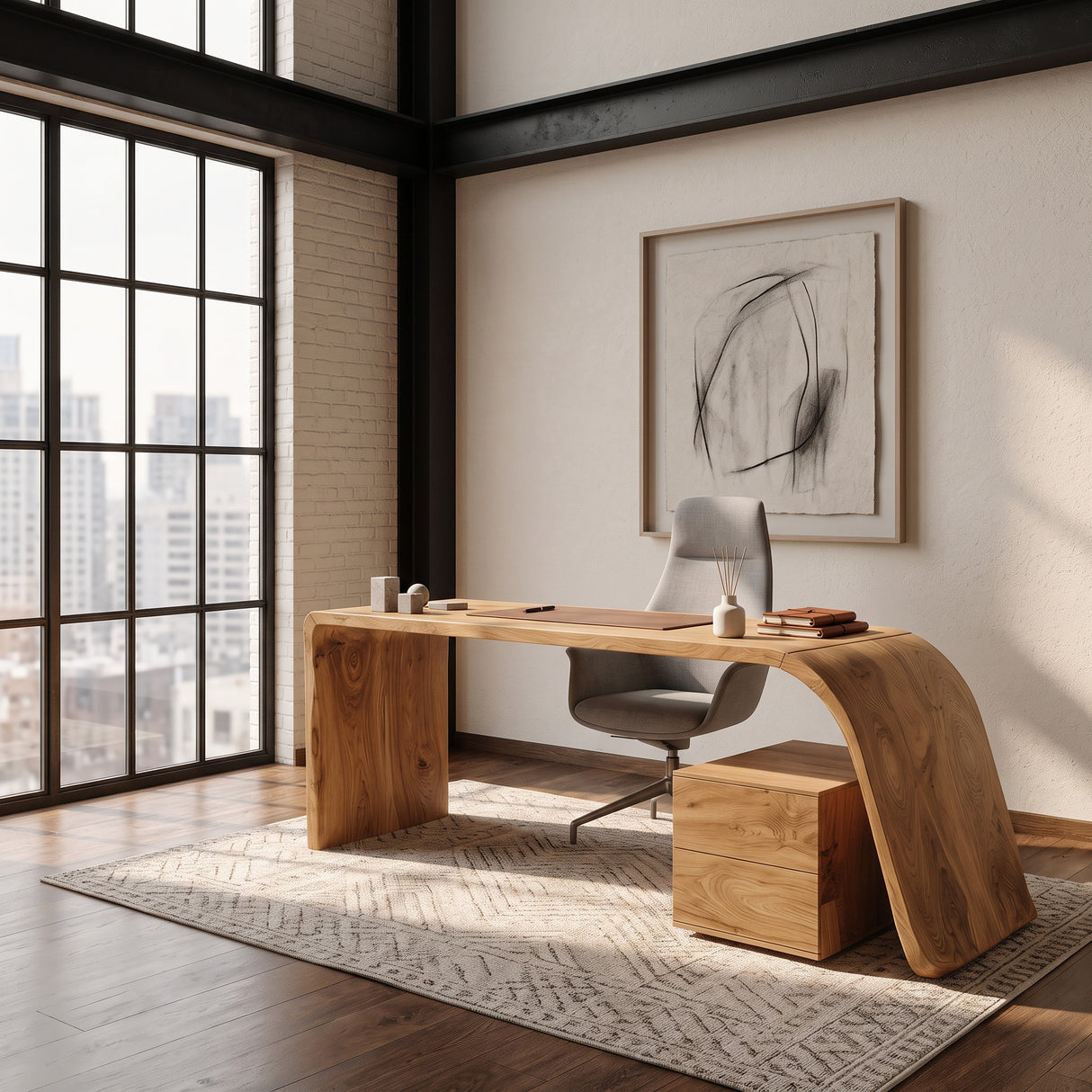 Minimal Wooden Office Desk For Home Office
