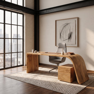 Minimal Wooden Office Desk For Home Office
