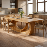 Wooden Dining Table With Artistic Base For Dining Room