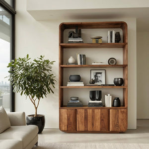 Elegant Natural Wood Bookcase For Modern Home