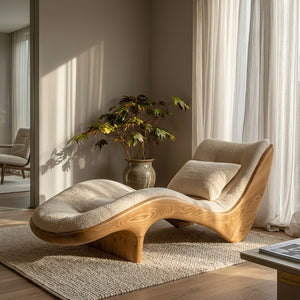 Organic Modern Natural Wood Lounge Chair For Reading Nook
