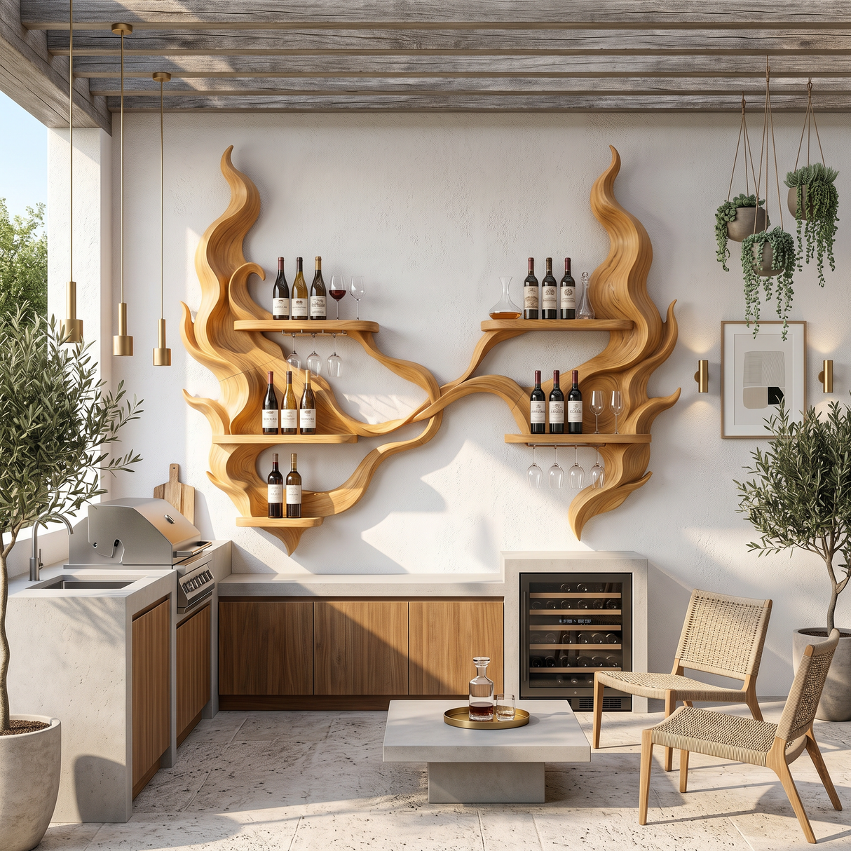 Handcrafted Organic Modern Wine Display Rack For Restaurant