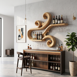Handcrafted Scandinavian Wine Display Rack For Living Room
