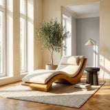 Minimalist Natural Wood Lounge Chair For Bedroom Decor
