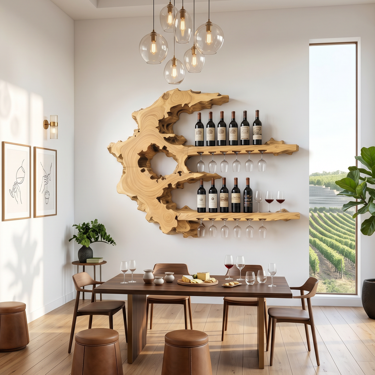 Handcrafted Rustic Wall Wine Rack For Wine Cellar