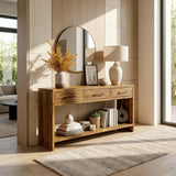 Handcrafted Wooden Console Table With Drawers For Living Room