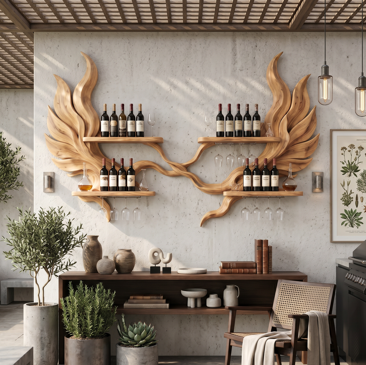 Handcrafted Luxury Wall Wine Rack For Wine Lounge