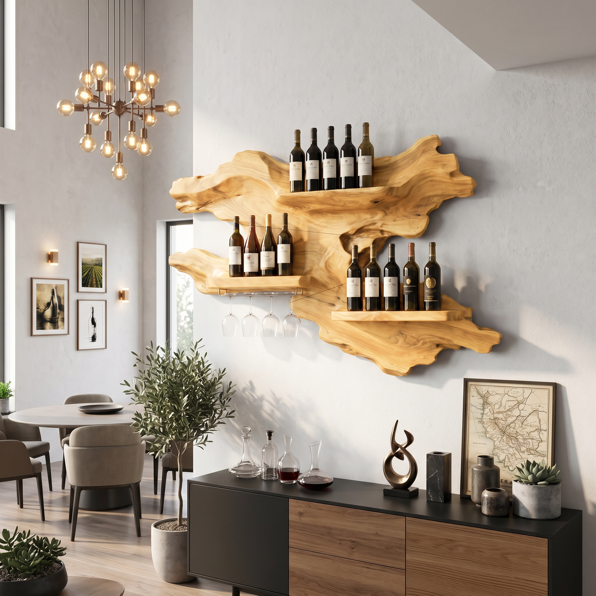 Farmhouse Wooden Wine Rack For Home Bar
