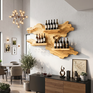 Farmhouse Wooden Wine Rack For Home Bar