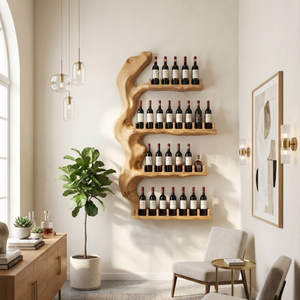 Handcrafted Japandi Wall Wine Rack For Modern Interior