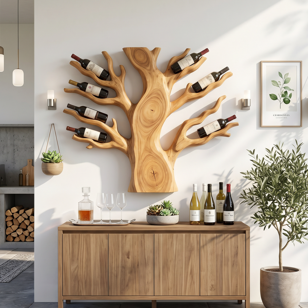 Coastal Floating Wine Rack For Living Room