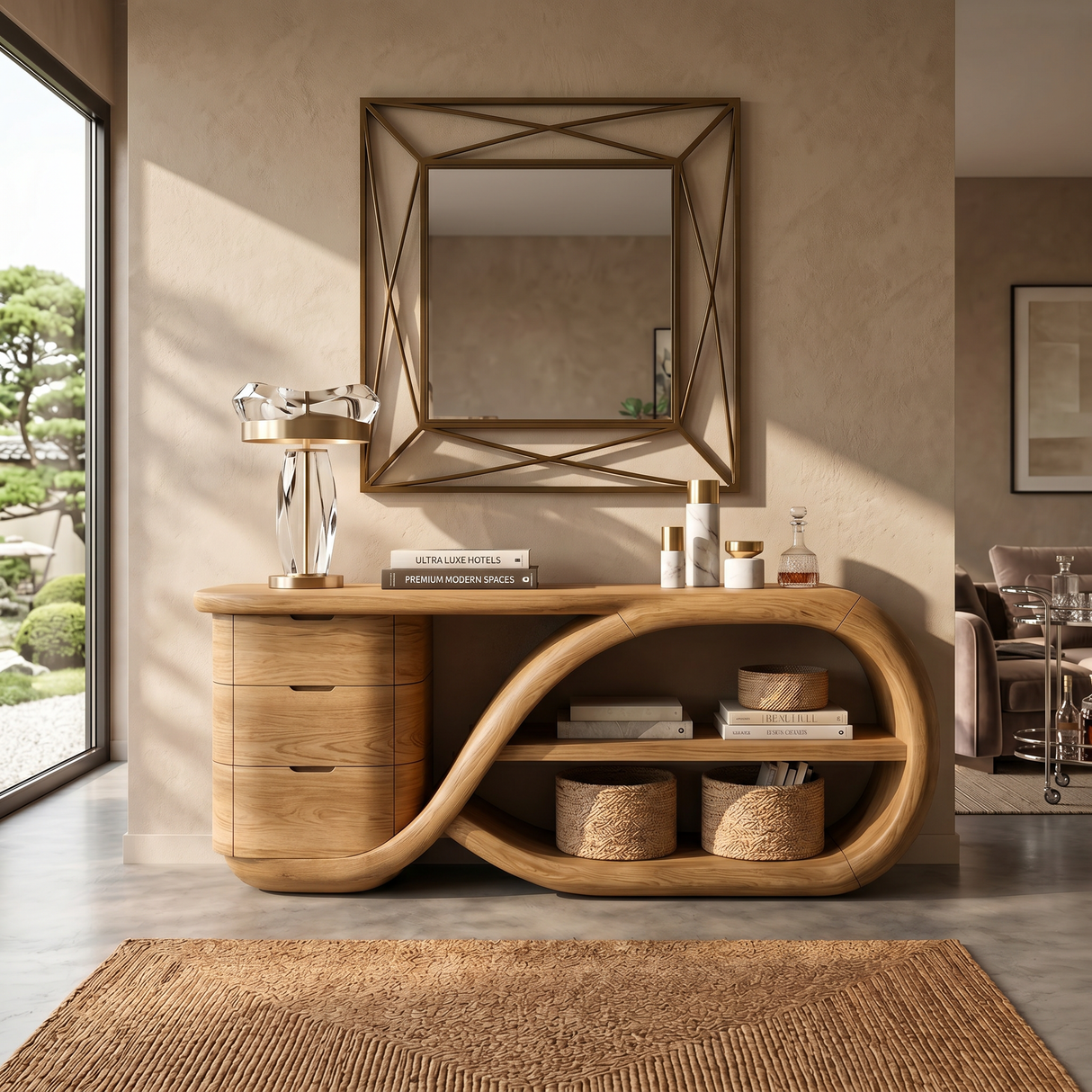 Modern Cross Base Console Table Luxury Hallway