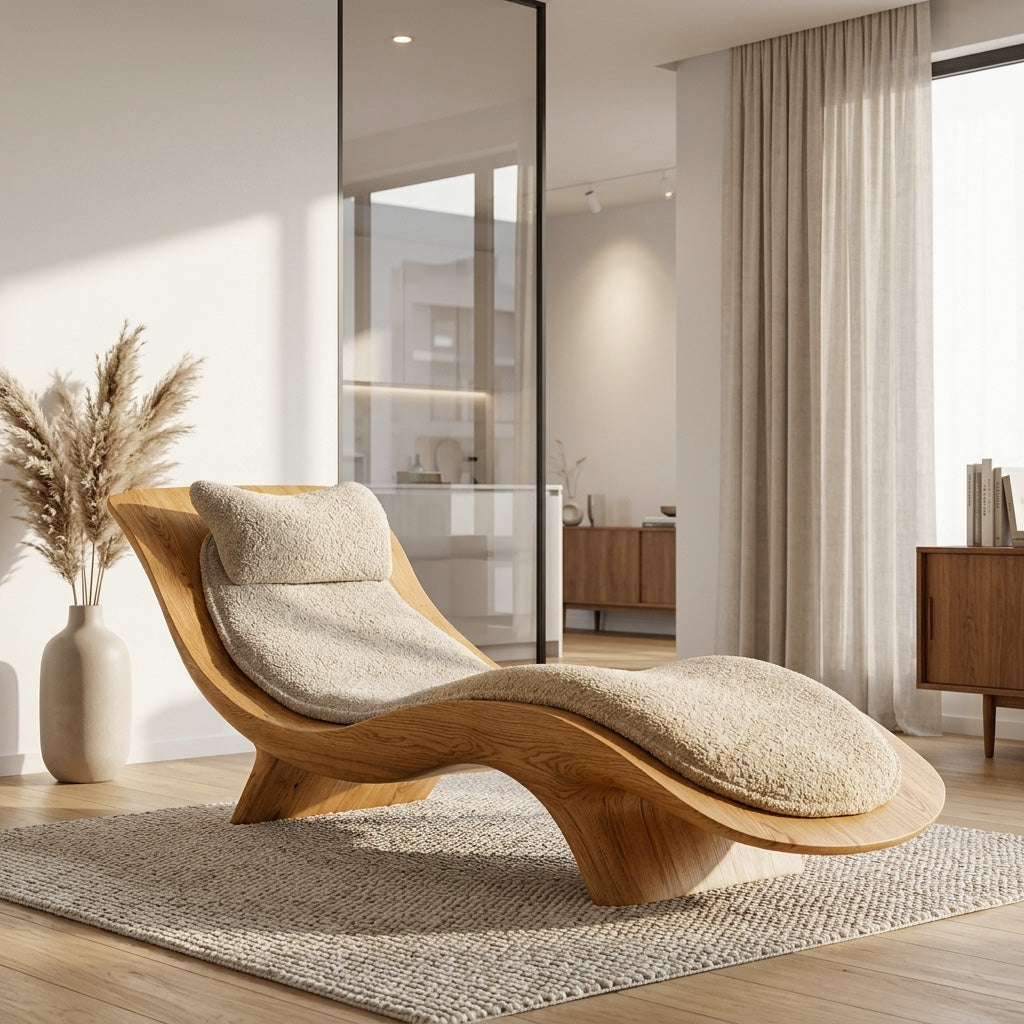 Contemporary Natural Wood Lounge Chair For Living Room